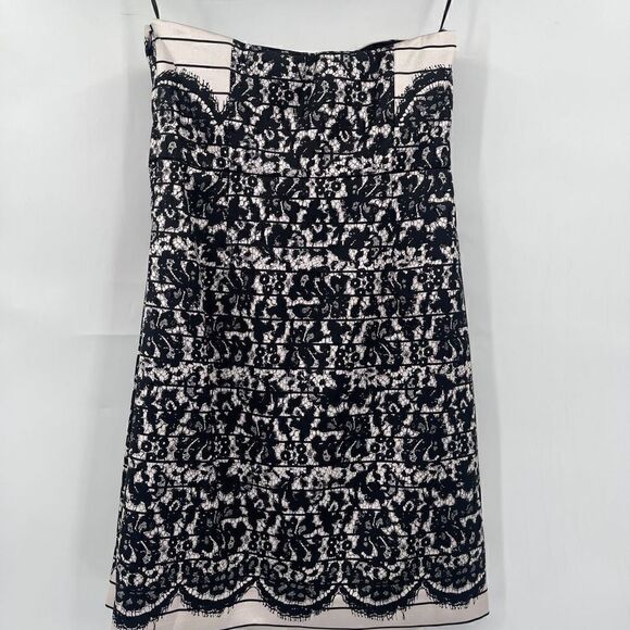 Tibi New York Black White Strapless Silk Blend Lace Cocktail Mini Dress Size 2 - Picture 7 of 10